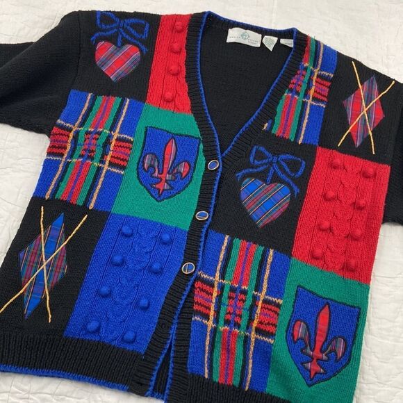 Vintage Design Options Knitwear Colorful Patterned Cardigan Size Large - Picture 4 of 8